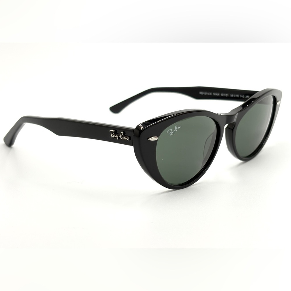 Ray-Ban Nina Black Cat-Eye Sunglasses 901/31 Green G-15 54-140 Comes w/Case - Picture 4 of 16